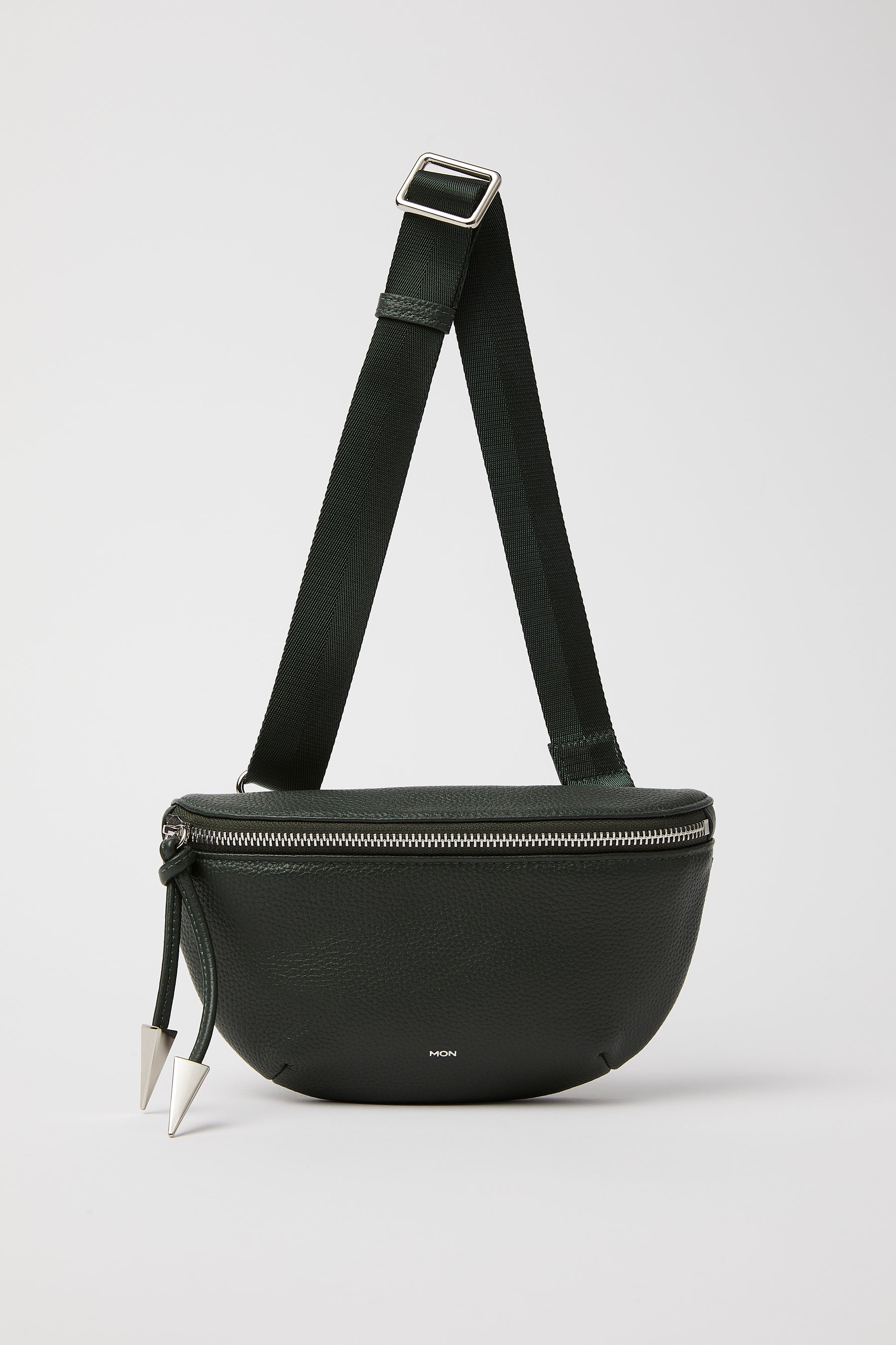 Soho Pebbled Leather Bumbag | Forest Green Silver