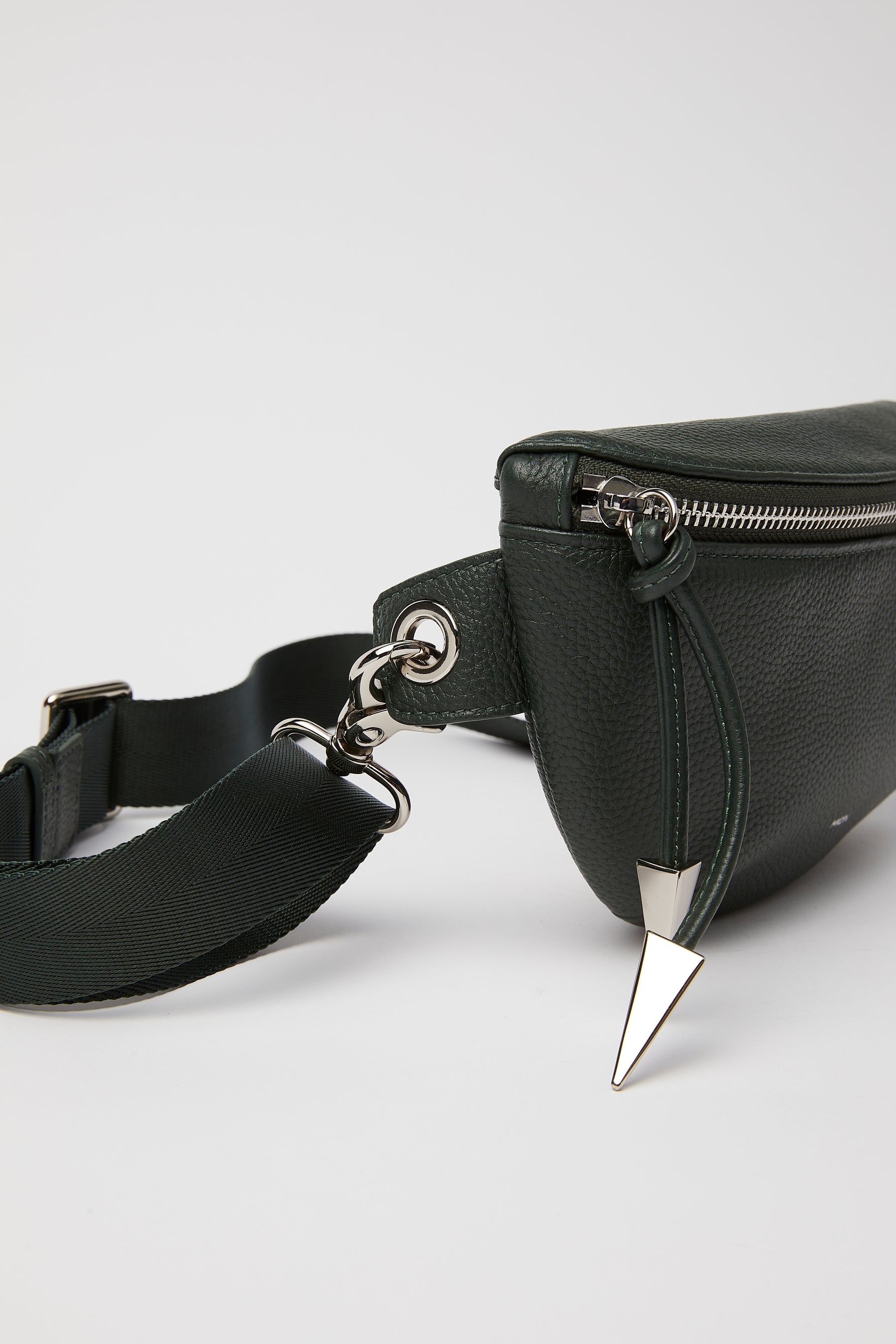 Soho Pebbled Leather Bumbag | Forest Green Silver