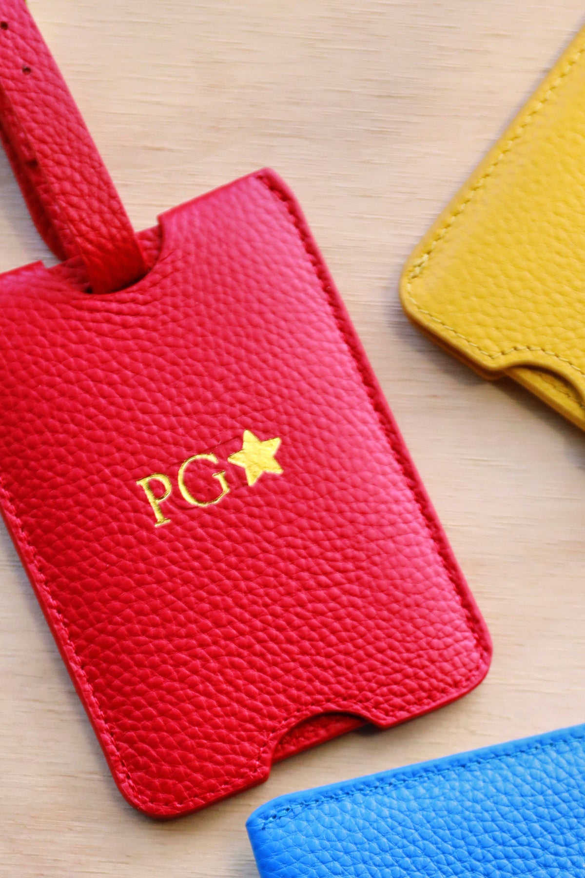 Personalised Leather Luggage Tag | Red Gold