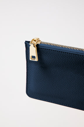 Small Leather Clutch | Midnight Navy Gold
