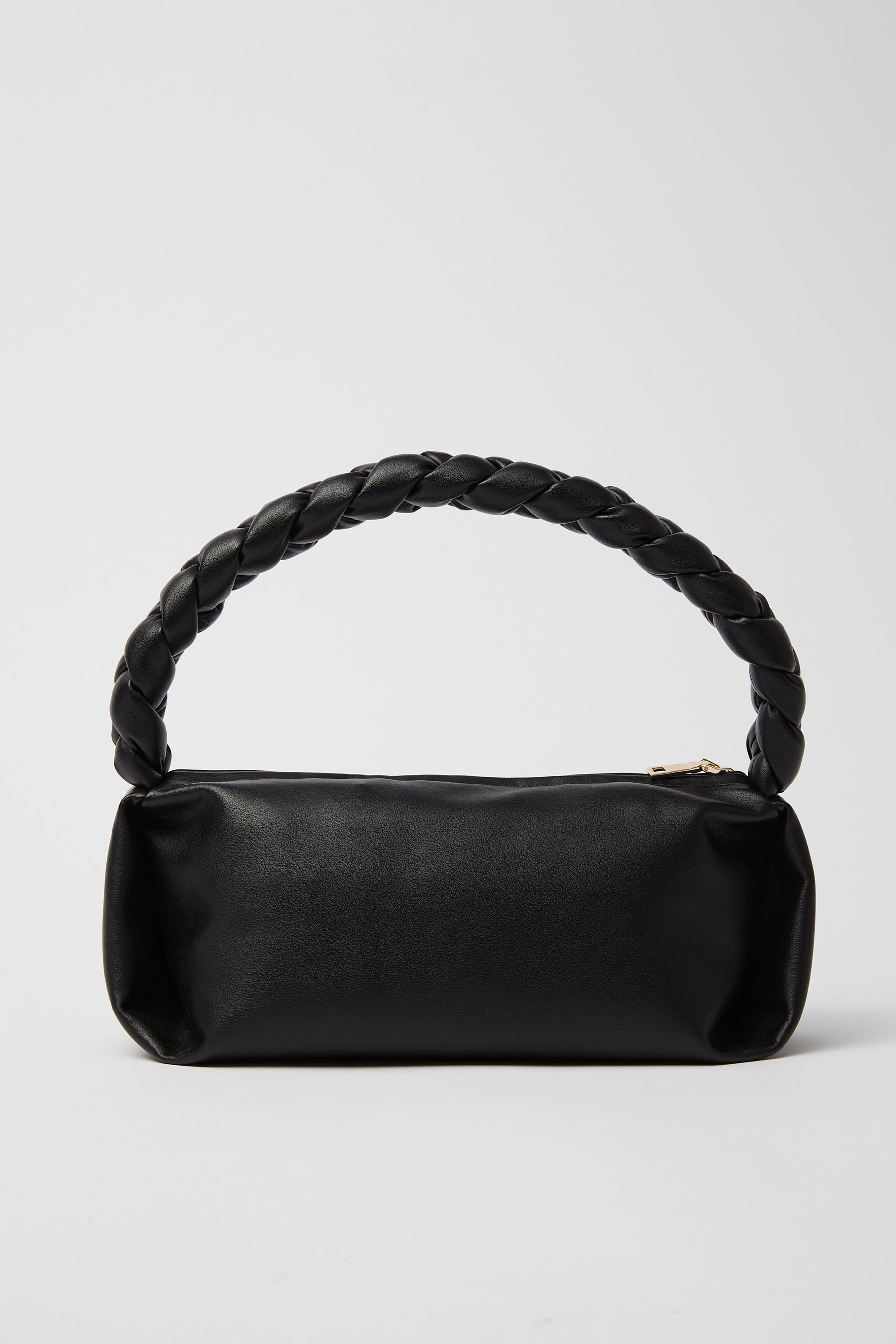 Leather Braided Handle Bag | Black