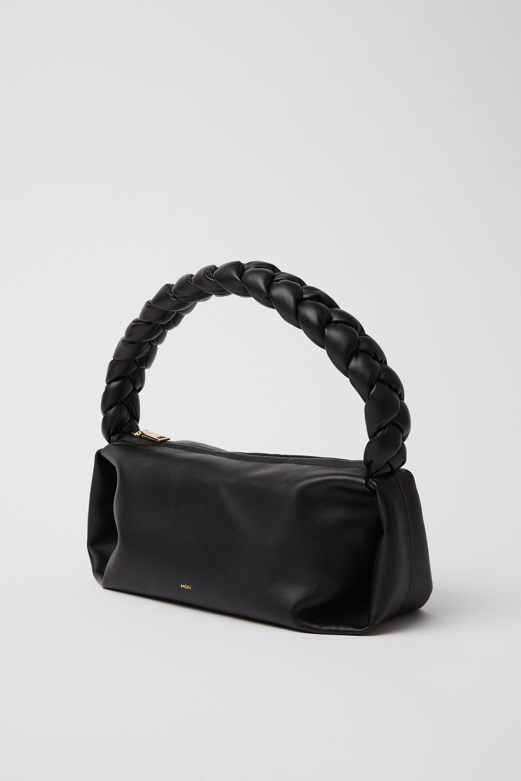 Leather Braided Handle Bag | Black