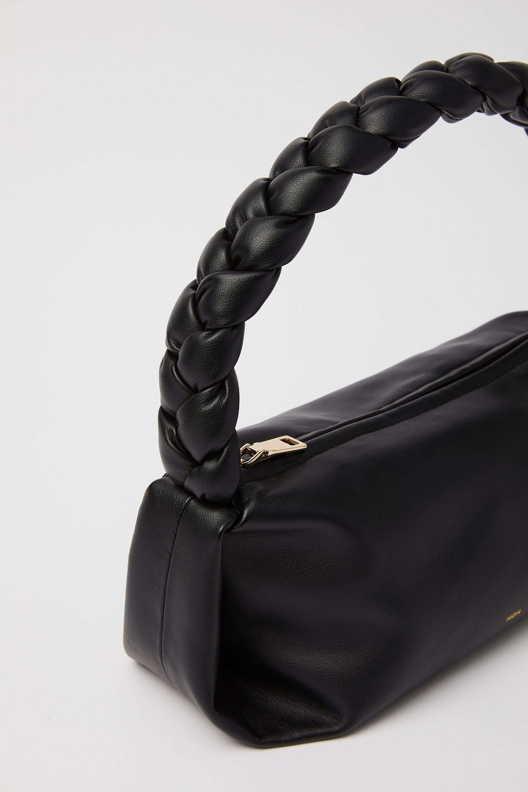 Leather Braided Handle Bag | Black