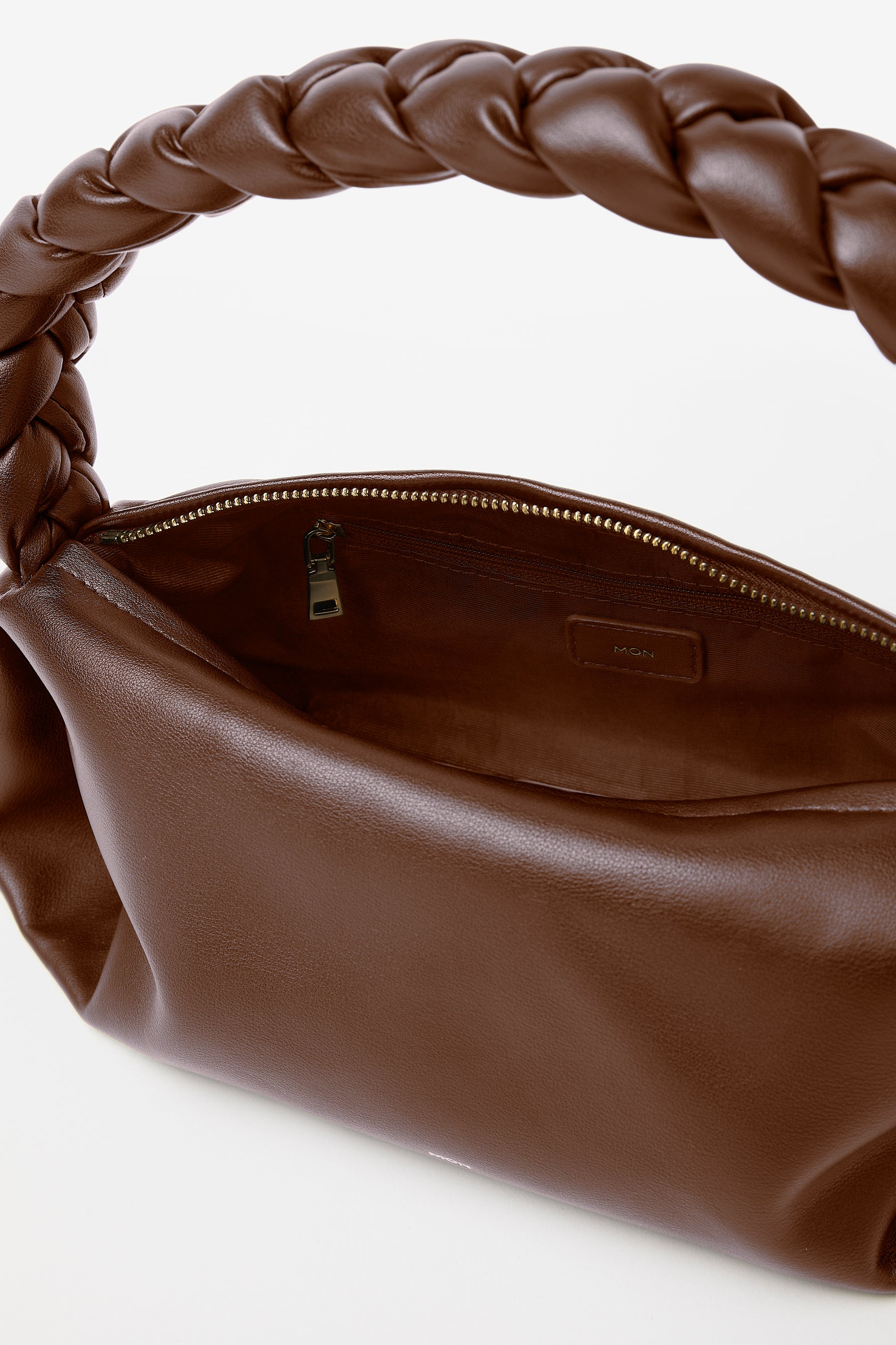 Leather Braided Handle Bag | Walnut