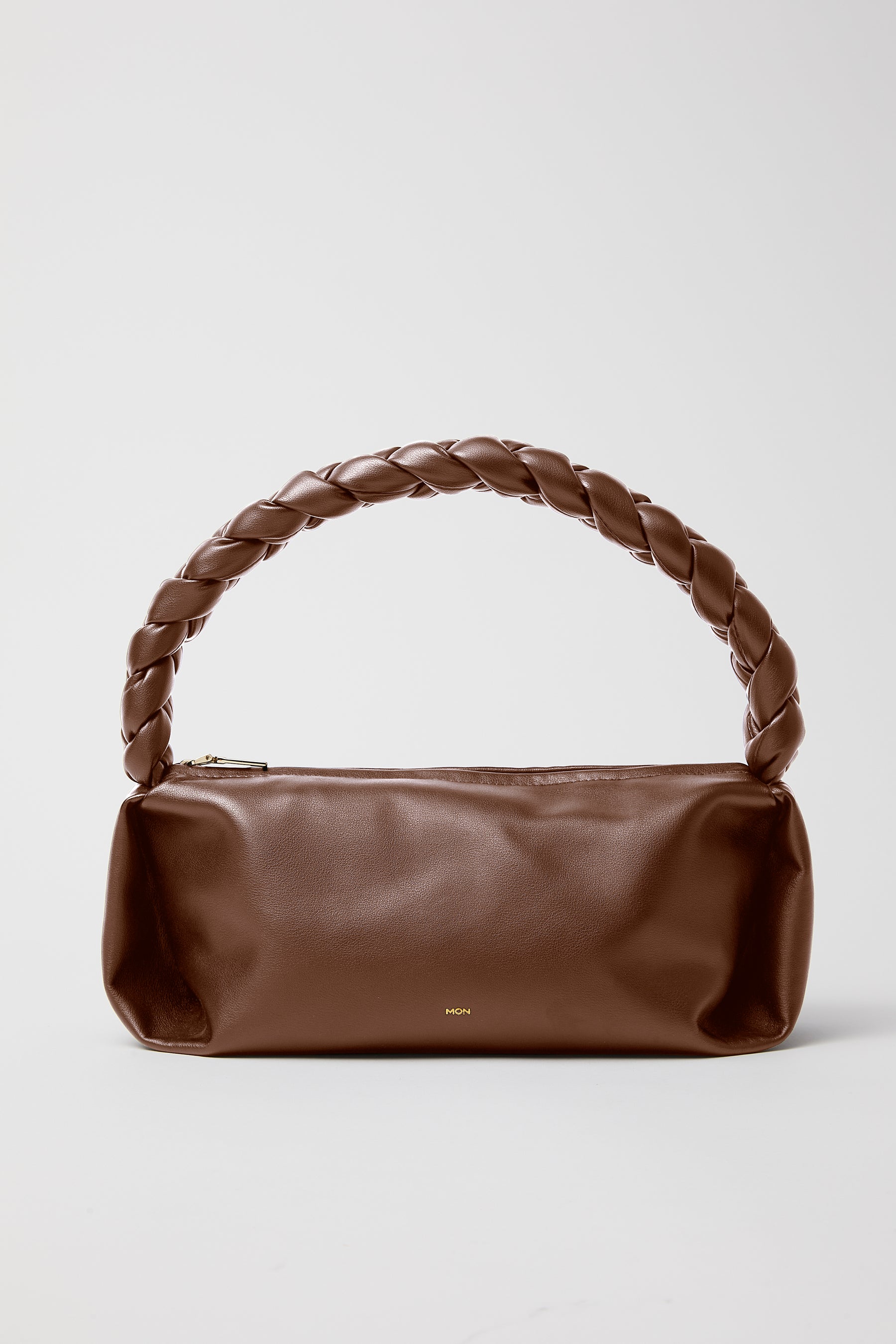 Leather Braided Handle Bag | Walnut