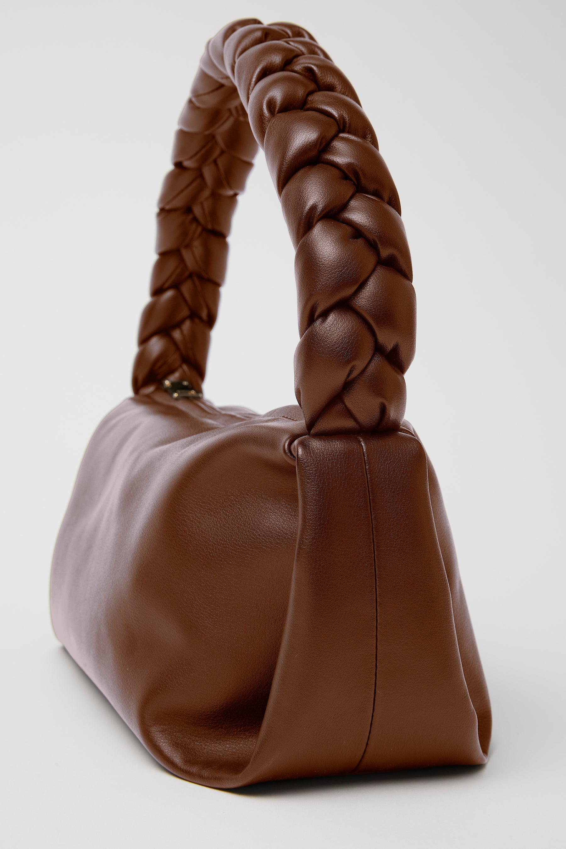 Leather Braided Handle Bag | Walnut