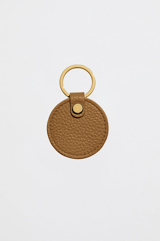 Leather Circle Keyring | Tan Gold