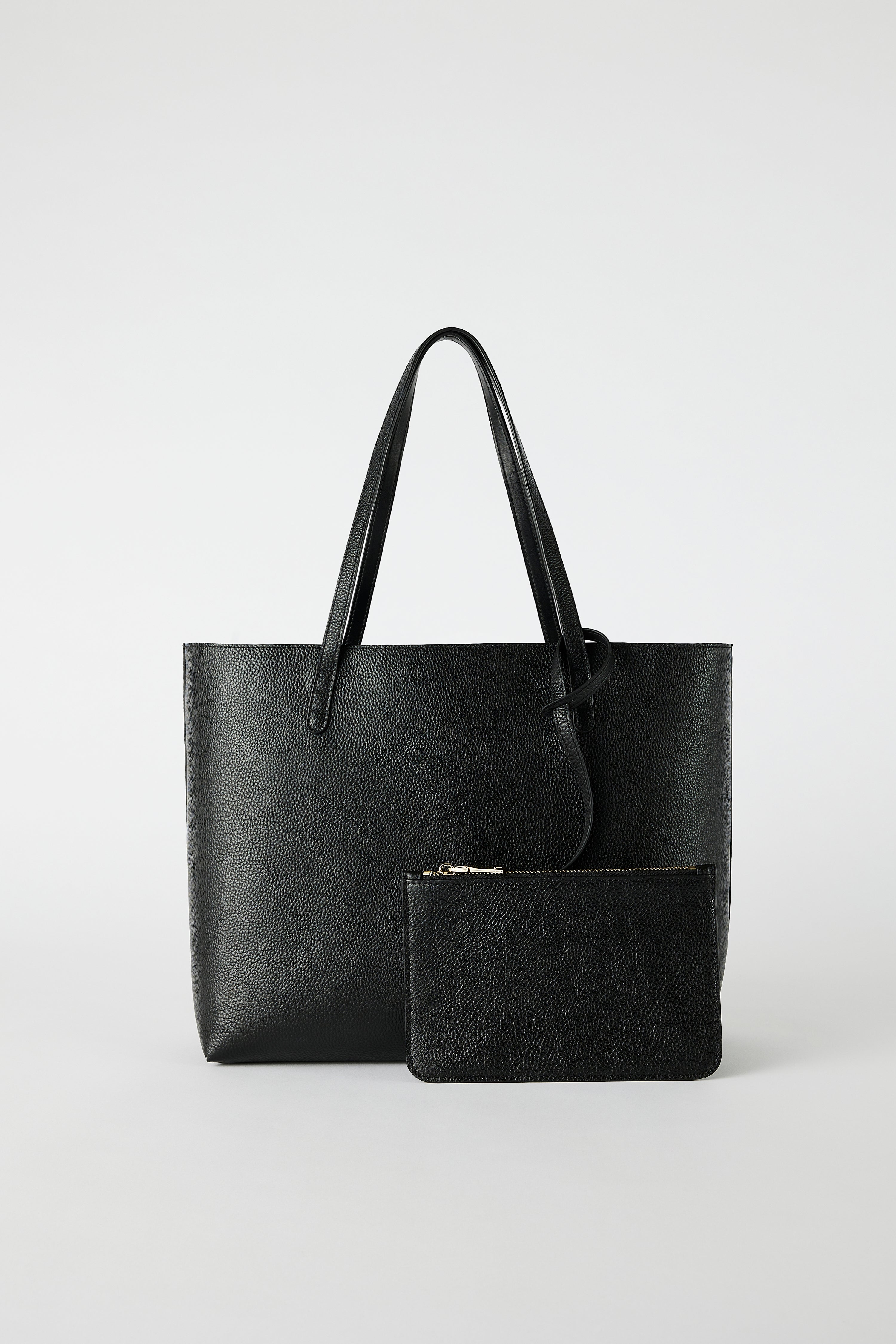 Leather Shopper Tote Bag | Black Gold