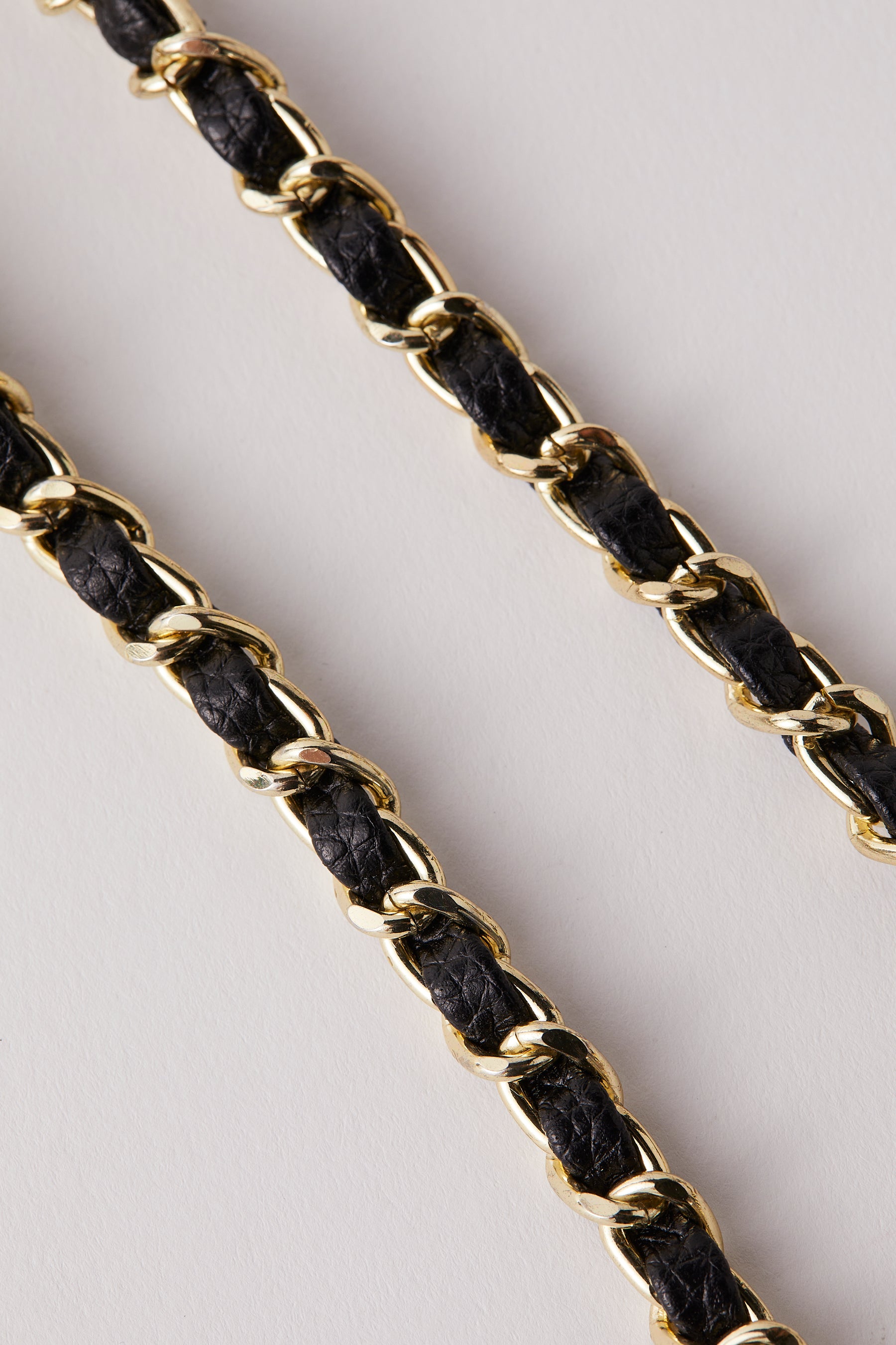 Vegan Leather Chain Strap | Black Gold