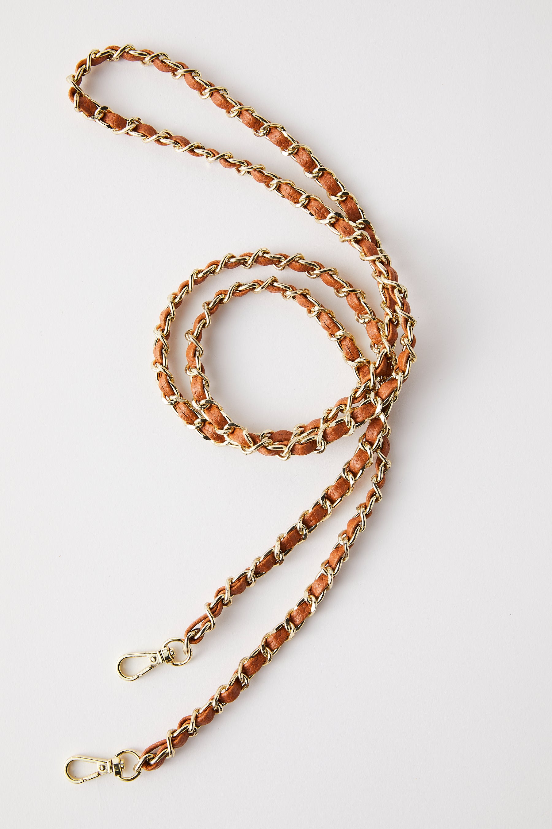 Vegan Leather Chain Strap | Tan Gold