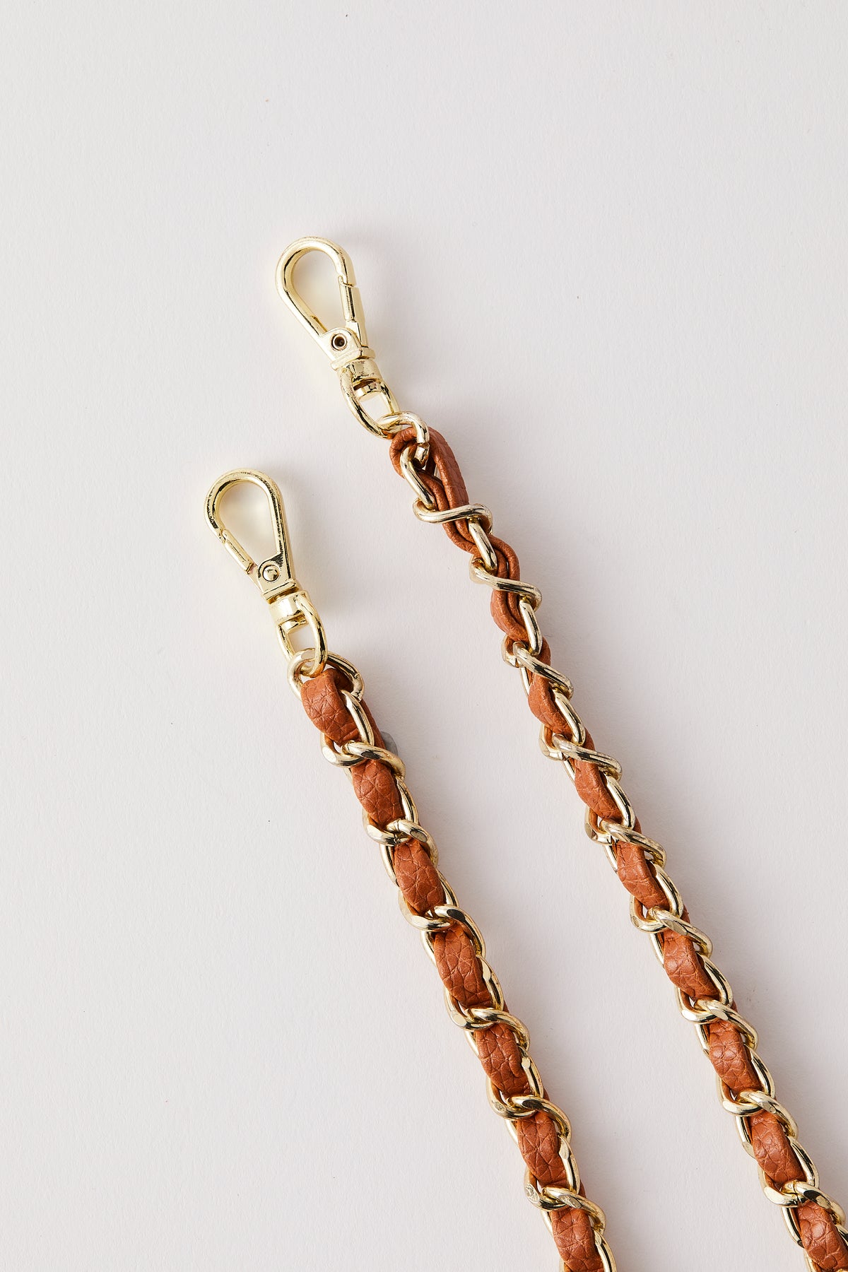 Vegan Leather Chain Strap | Tan Gold