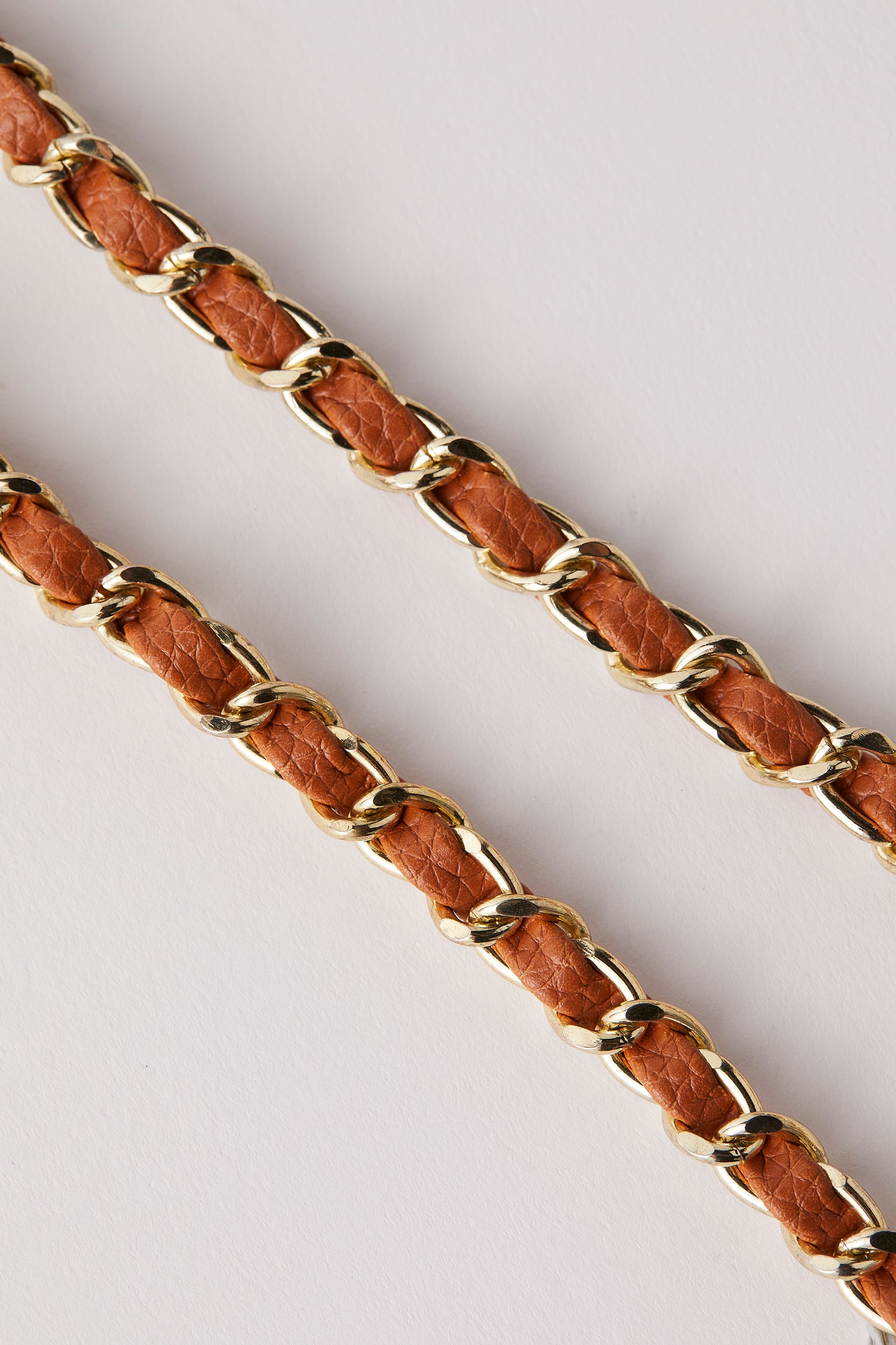 Vegan Leather Chain Strap | Tan Gold