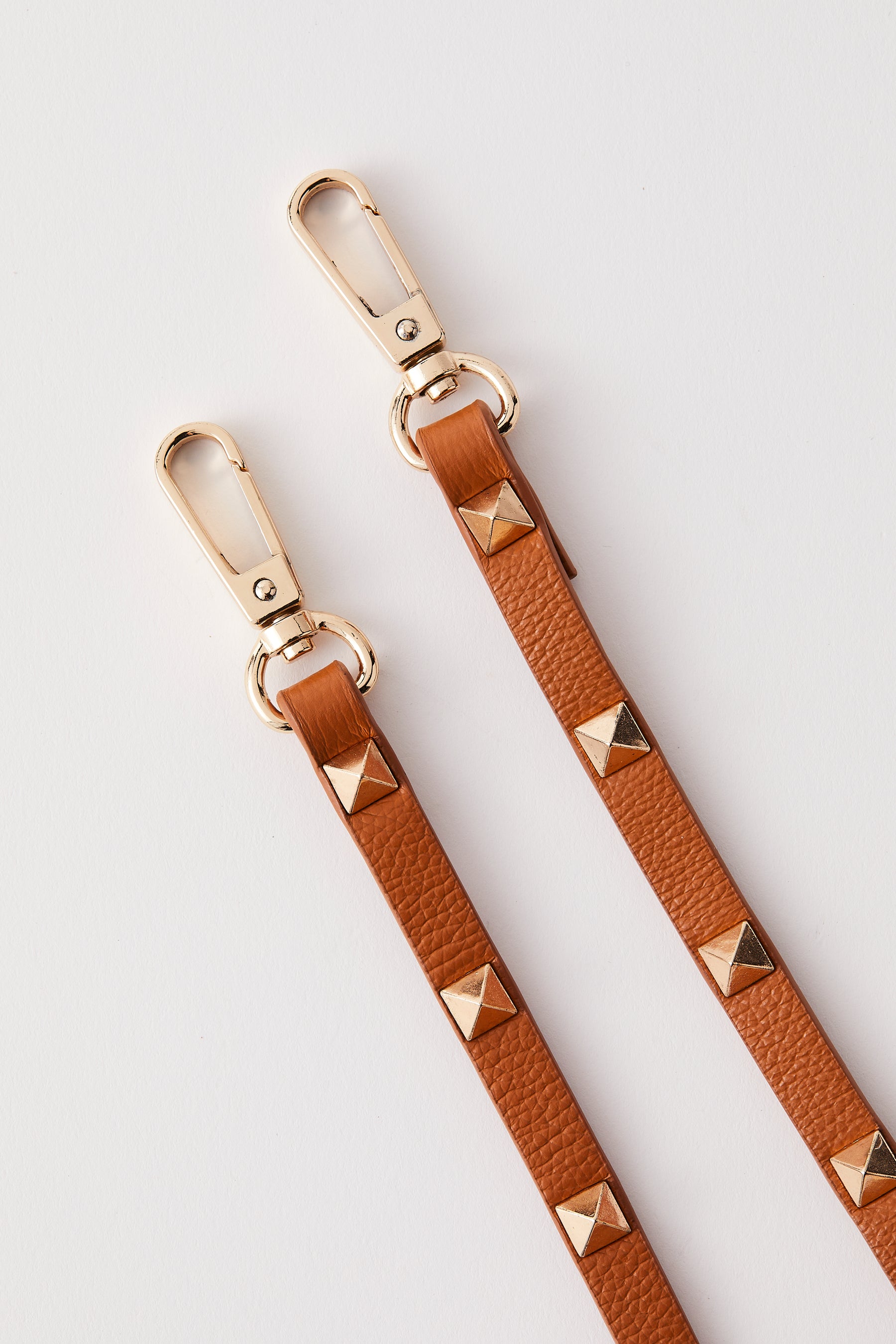 Studded Leather Strap | Tan Gold