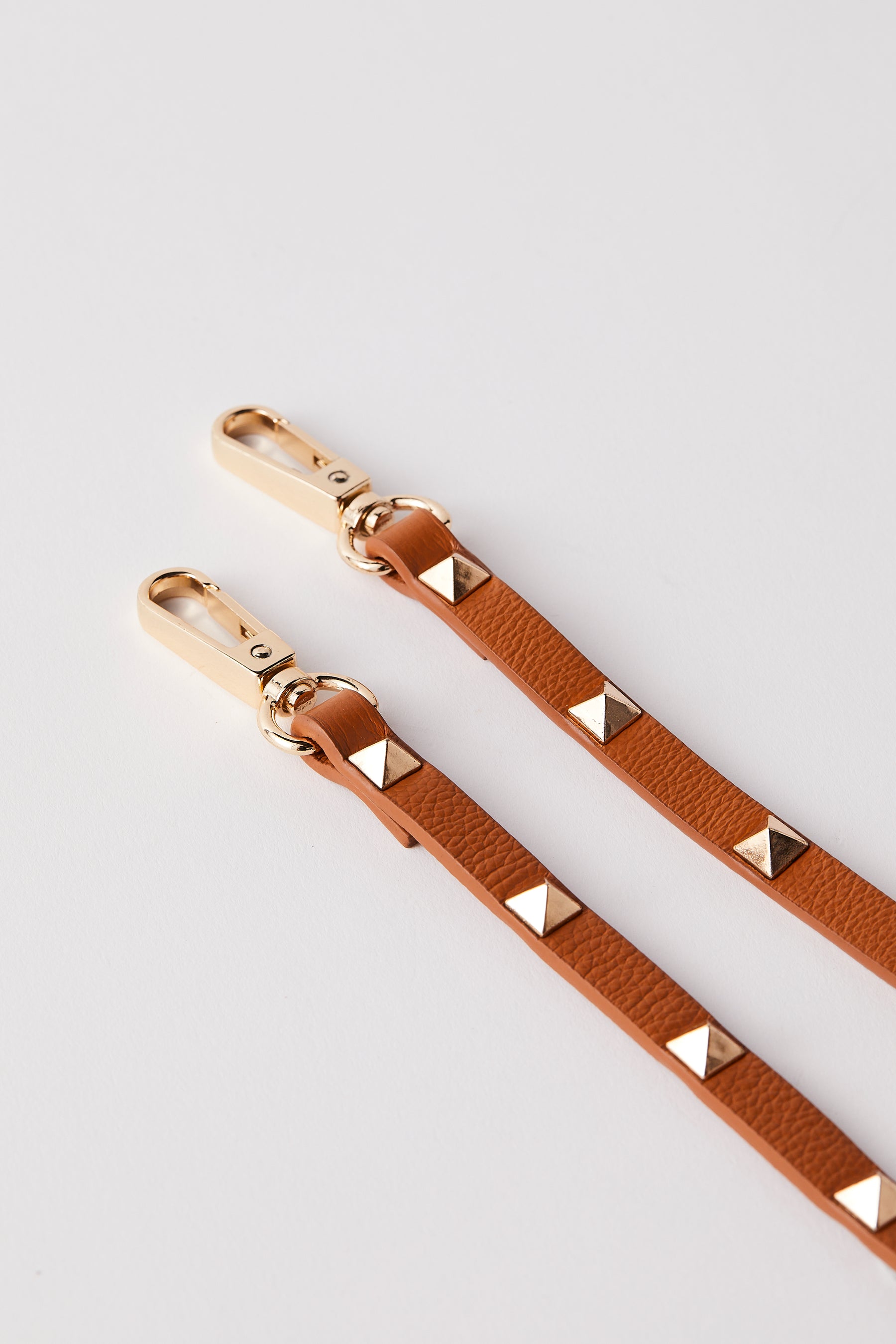 Studded Leather Strap | Tan Gold