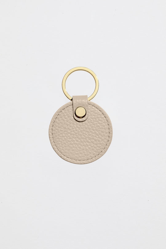 Leather Circle Keyring | Cream Gold