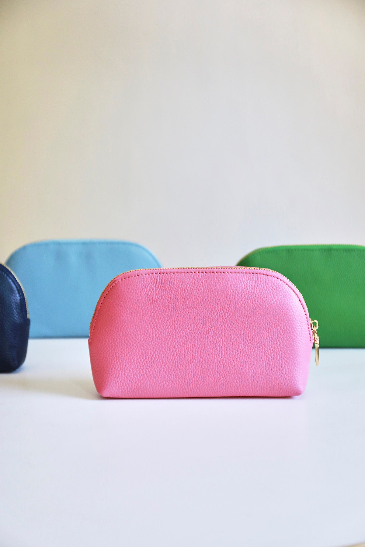 Leather Make Up Bag | Bubblegum Pink Gold