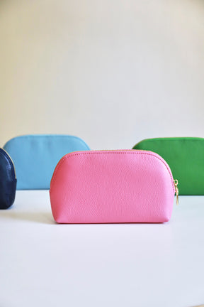 Leather Make Up Bag | Bubblegum Pink Gold