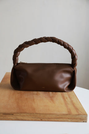 Leather Braided Handle Bag | Walnut