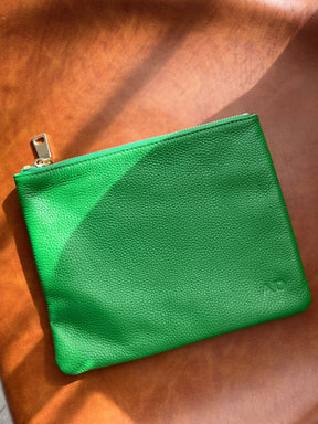 Classic Leather Clutch | Green Gold
