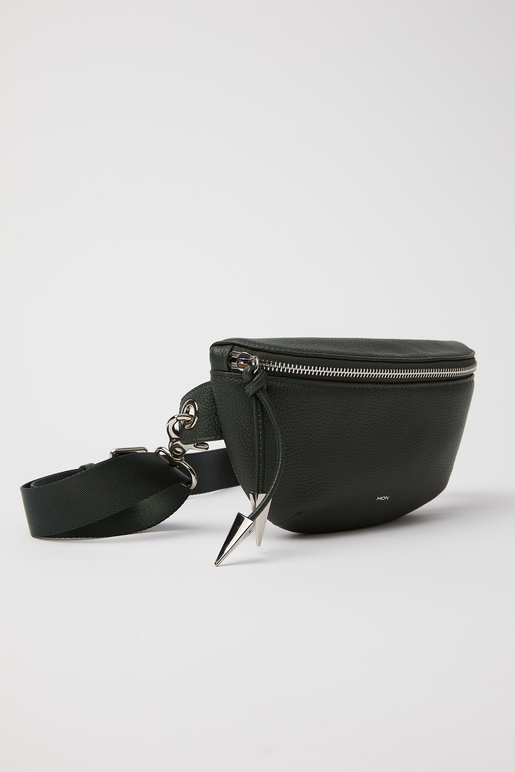 Soho Pebbled Leather Bumbag | Forest Green Silver