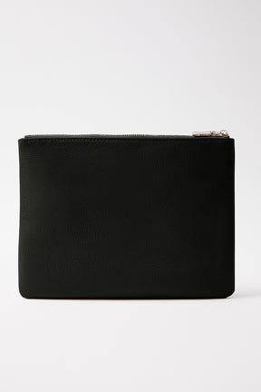 Large Leather Clutch | Black Gold