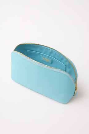 Large Leather Make Up Bag | Blue Gold