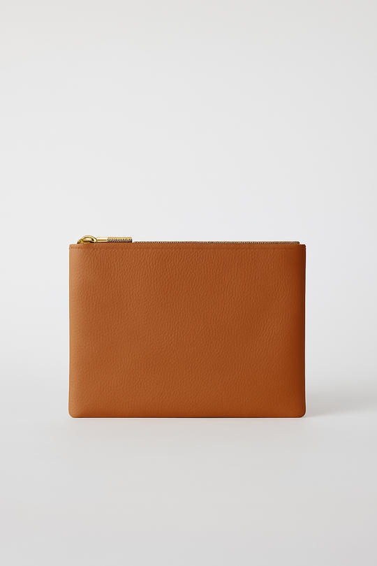 Classic Leather Clutch | Tan Gold