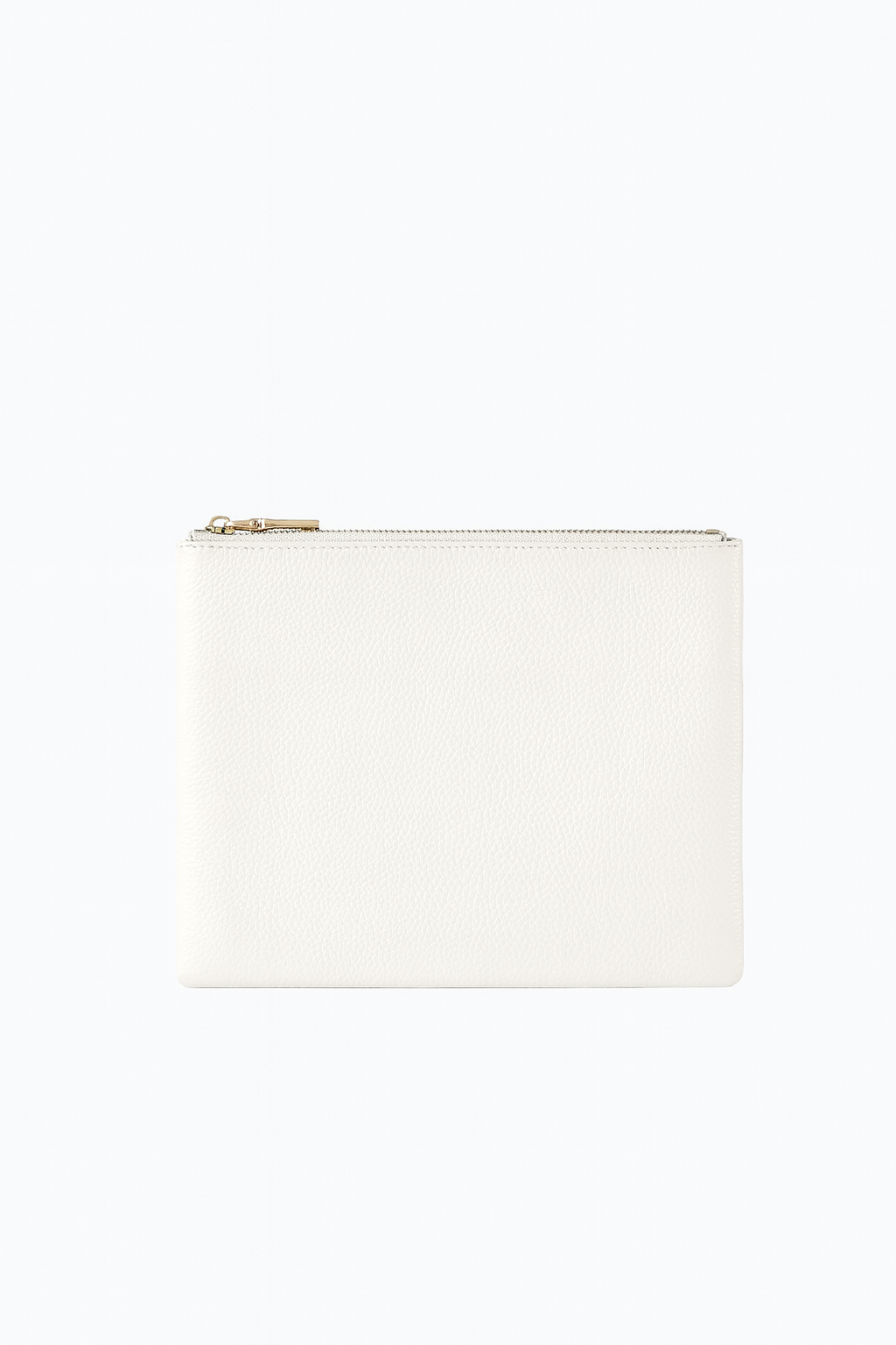 Classic Leather Clutch | White Gold