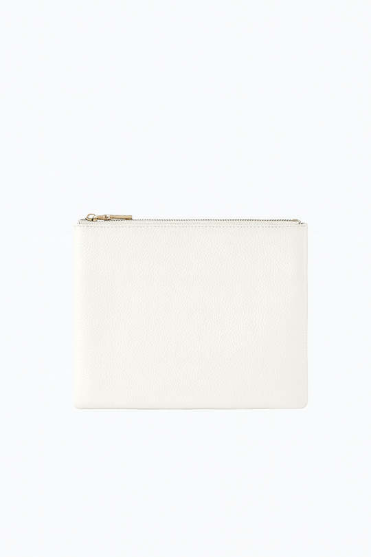 Classic Leather Clutch | White Gold