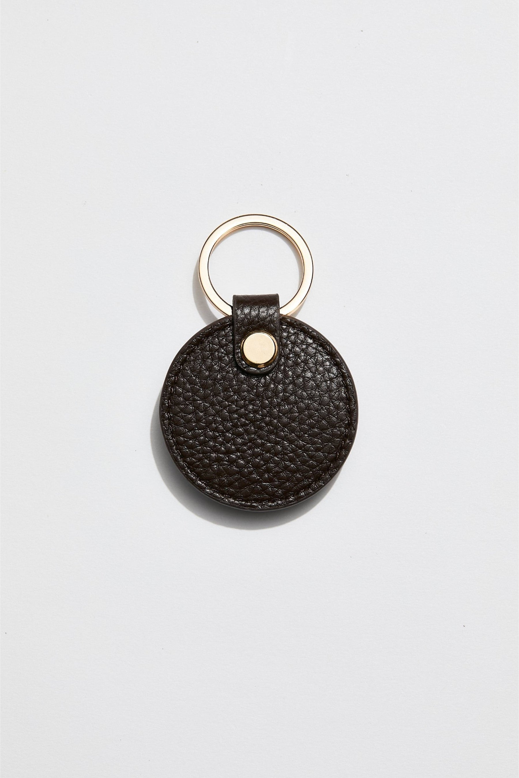 Leather Circle Keyring | Chocolate Gold