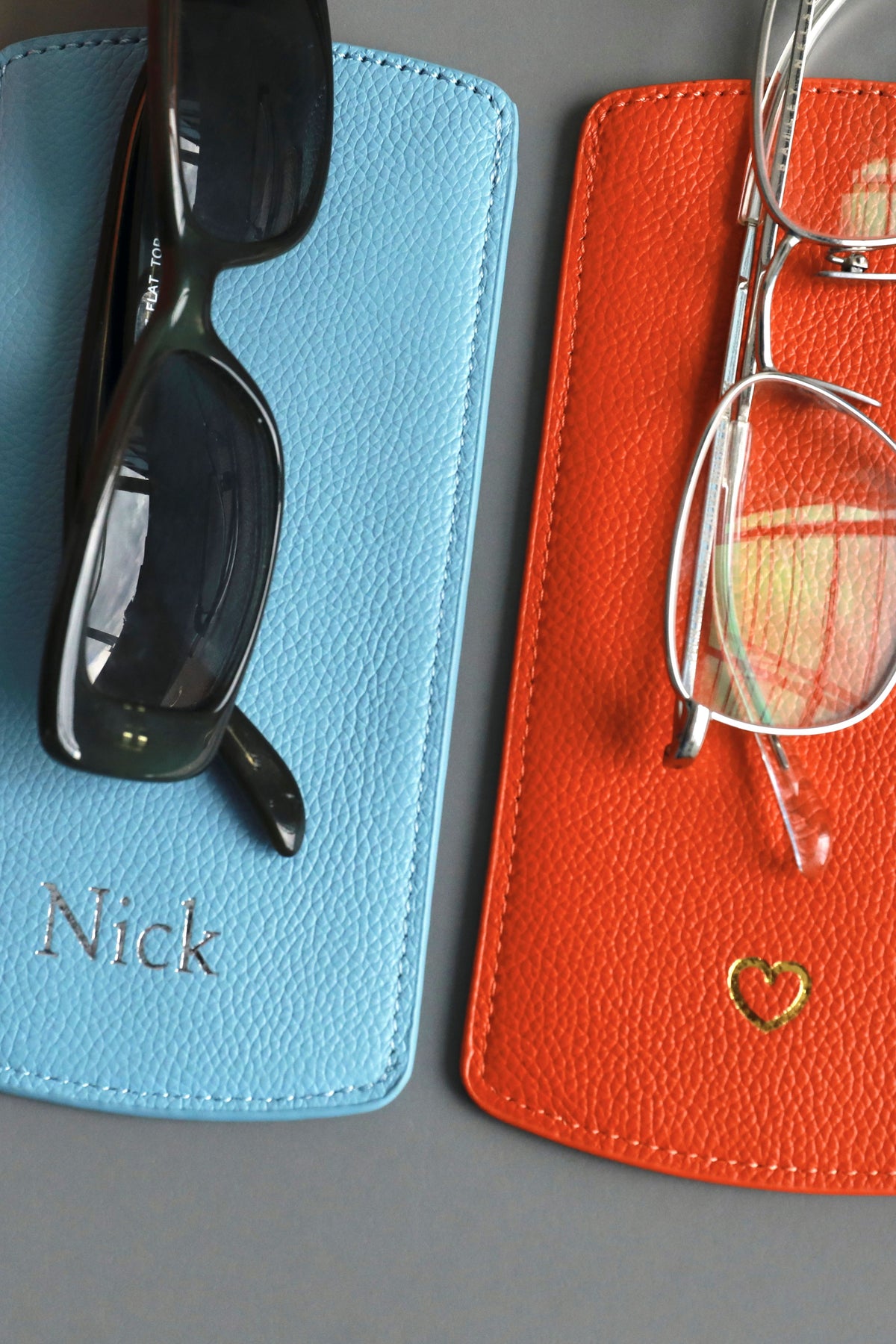 Personalised Leather Glasses Sleeve | Orange