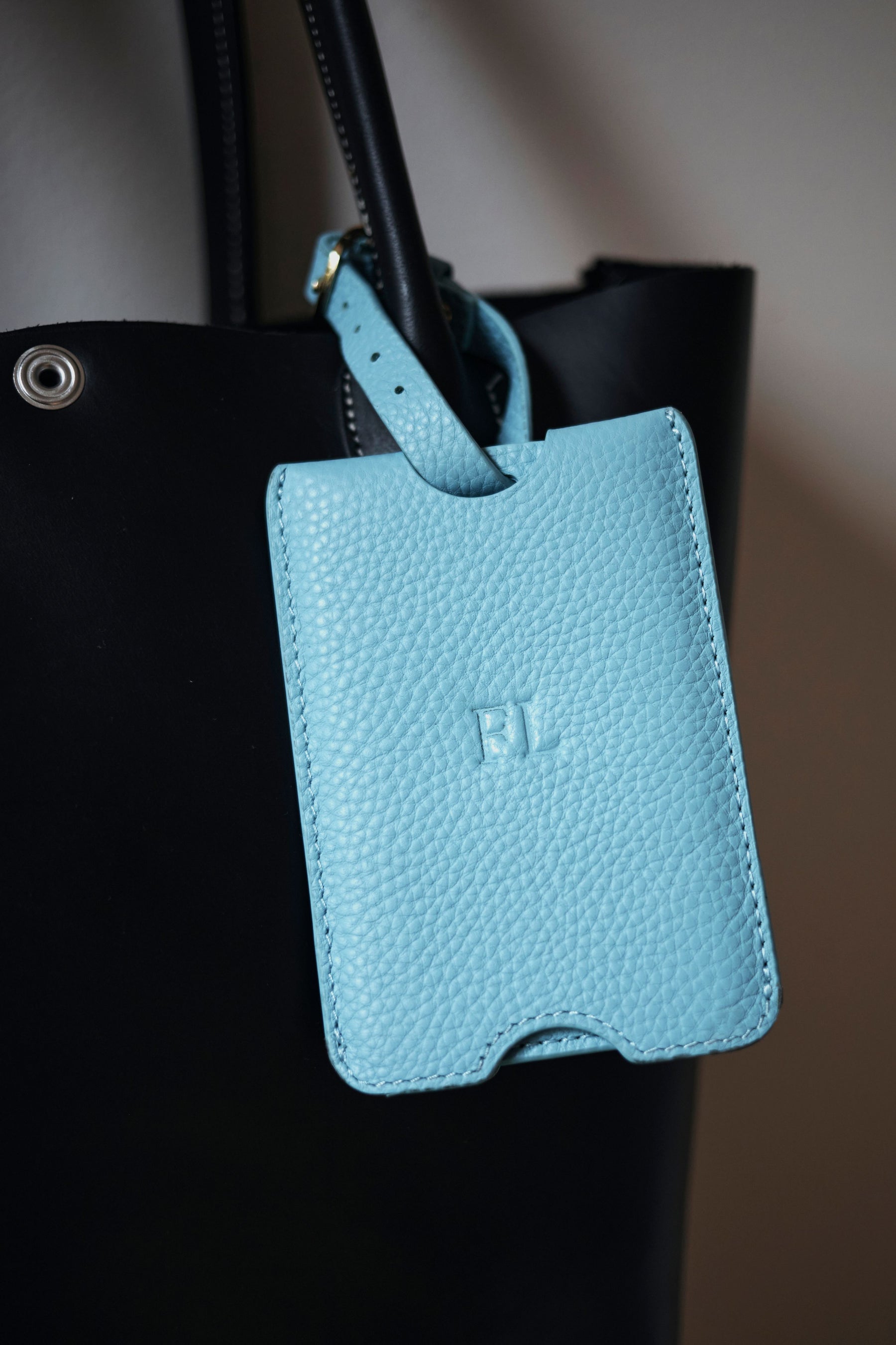 Personalised Leather Luggage Tag | Blue Silver