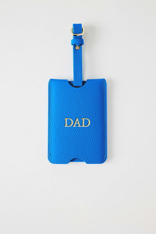 Personalised Leather Luggage Tag | Cobalt Gold