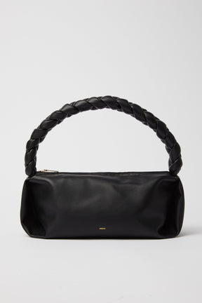 Leather Braided Handle Bag | Black