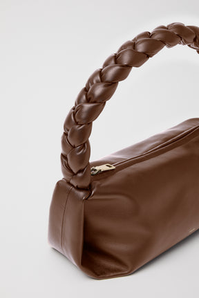 Leather Braided Handle Bag | Walnut
