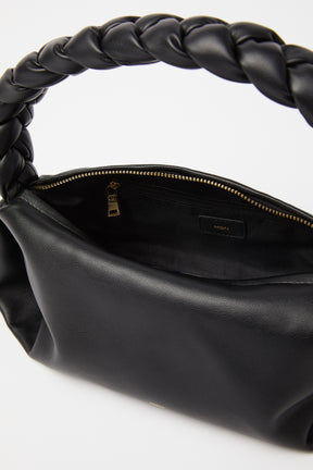 Leather Braided Handle Bag | Black