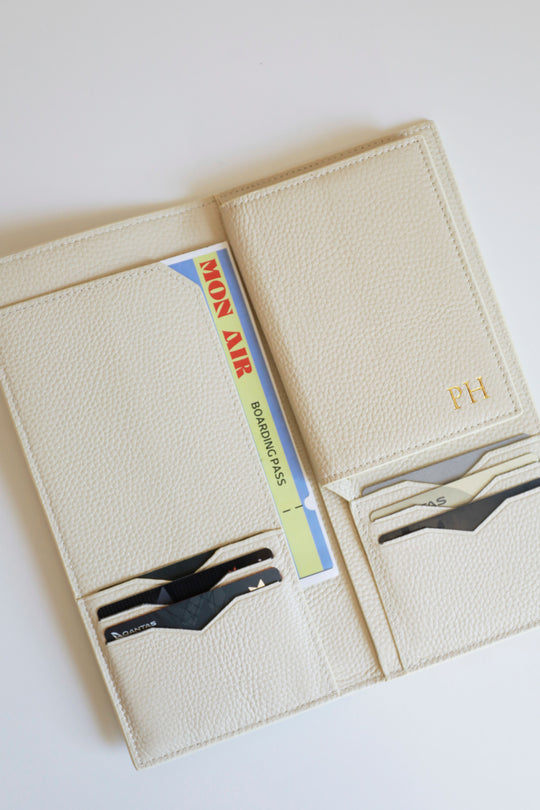 Personalised Leather Travel Wallet | White