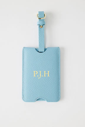 Personalised Leather Luggage Tag | Blue Gold