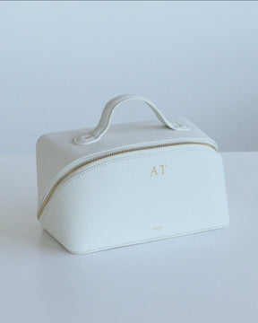 Leather Cosmetic Bag | Off White Gold