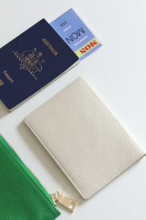 Luxury Leather Passport Wallet | Cream