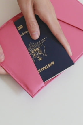 Personalised Leather Passport Holder | Bubblegum Pink