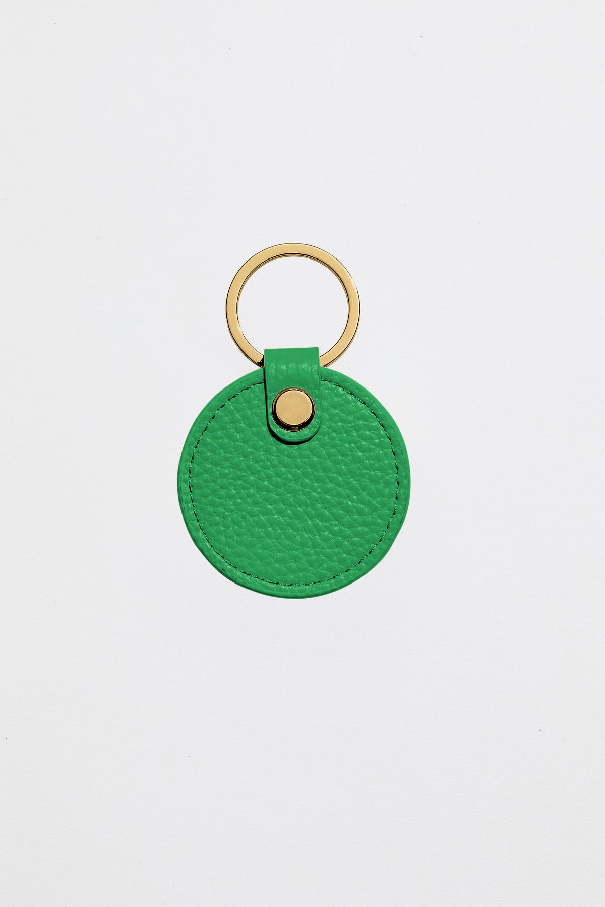 Leather Circle Keyring | Green Gold