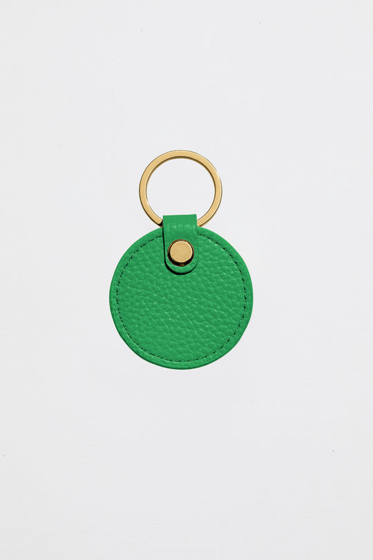 Leather Circle Keyring | Green Gold