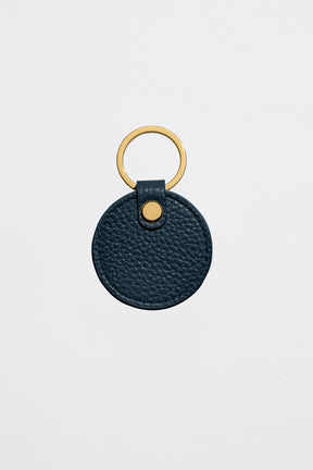 Leather Circle Keyring | Navy Gold