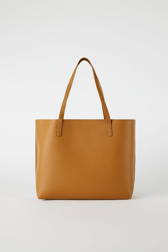 Leather Shopper Tote Bag | Tan Gold
