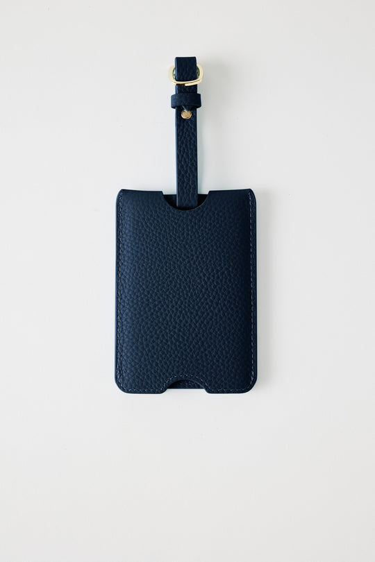Personalised Leather Luggage Tag | Navy Gold