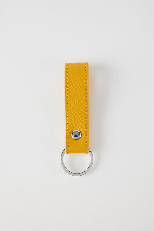 Leather Loop Keyring | Yellow Silver