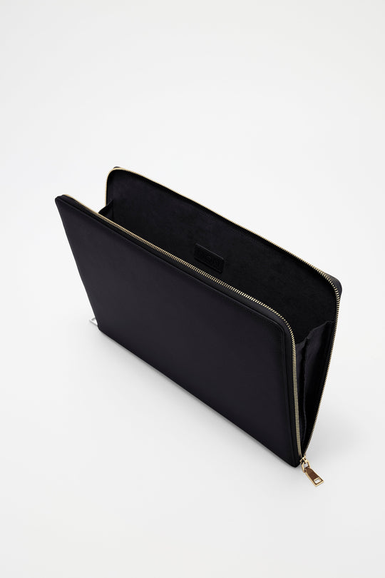 14" Padded Leather Laptop Case | Black Gold