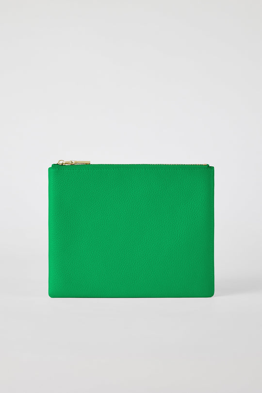 Classic Leather Clutch | Green Gold