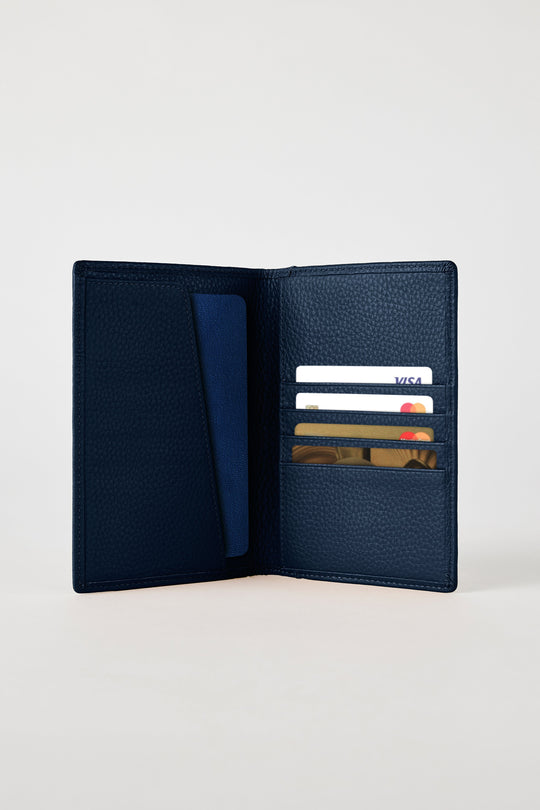 Luxury Leather Passport Wallet | Navy